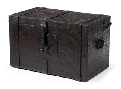 Appraisal: German iron strong box th century probably nuremberg The rectangular