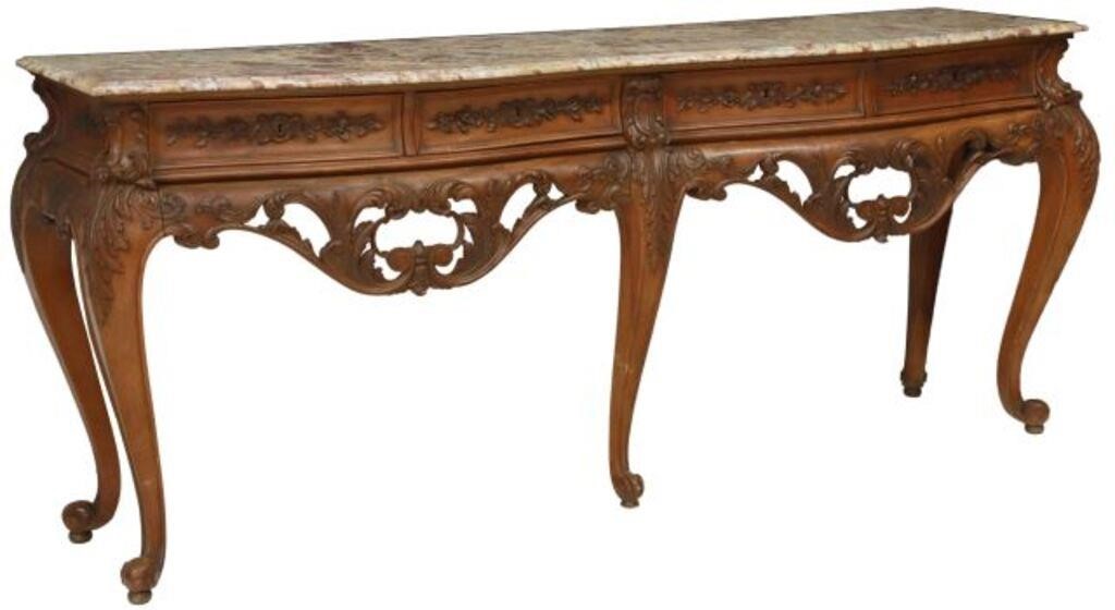 Appraisal: French Louis XV style mahogany console table early th c