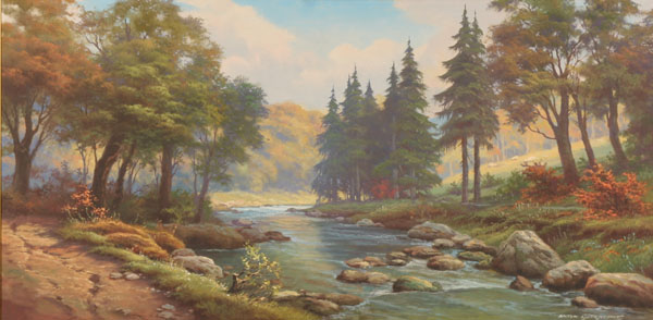 Appraisal: Anton Gutknecht German American - mountain stream landscape oil on