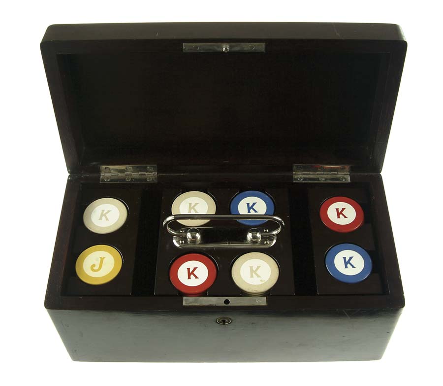 Appraisal: CASED SET OF POKER CHIPS This is a mixed set