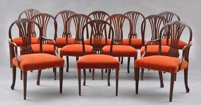 Appraisal: SET OF EIGHT GEORGE III CARVED MAHOGANY DINING CHAIRS TOGETHER