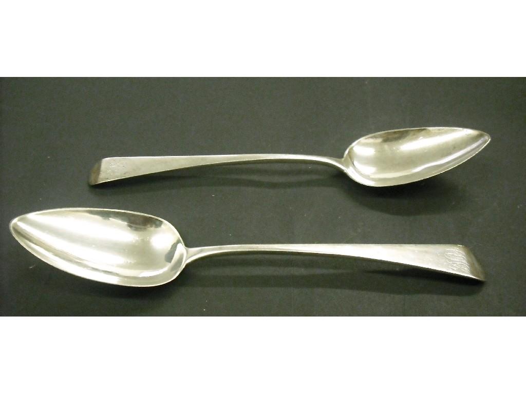 Appraisal: Pair of George III table spoons long approx maker SH