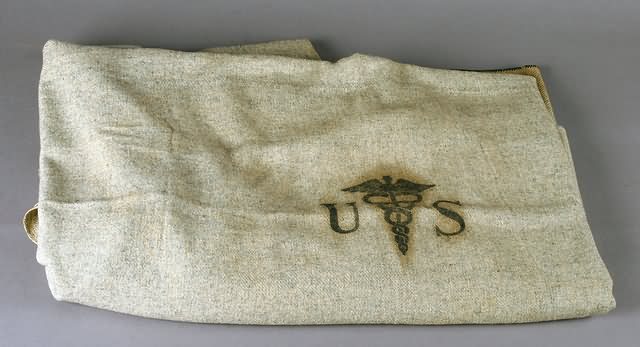 Appraisal: WWI Wool Medical Corps Blanket gray with multiple blue stripes