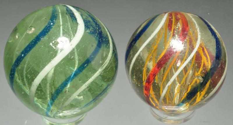 Appraisal: Lot of Large Latticino Swirl Marbles Description Smallest is a