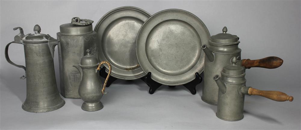 Appraisal: SEVEN CONTINENTAL PEWTER PIECES most th C Dutch and German