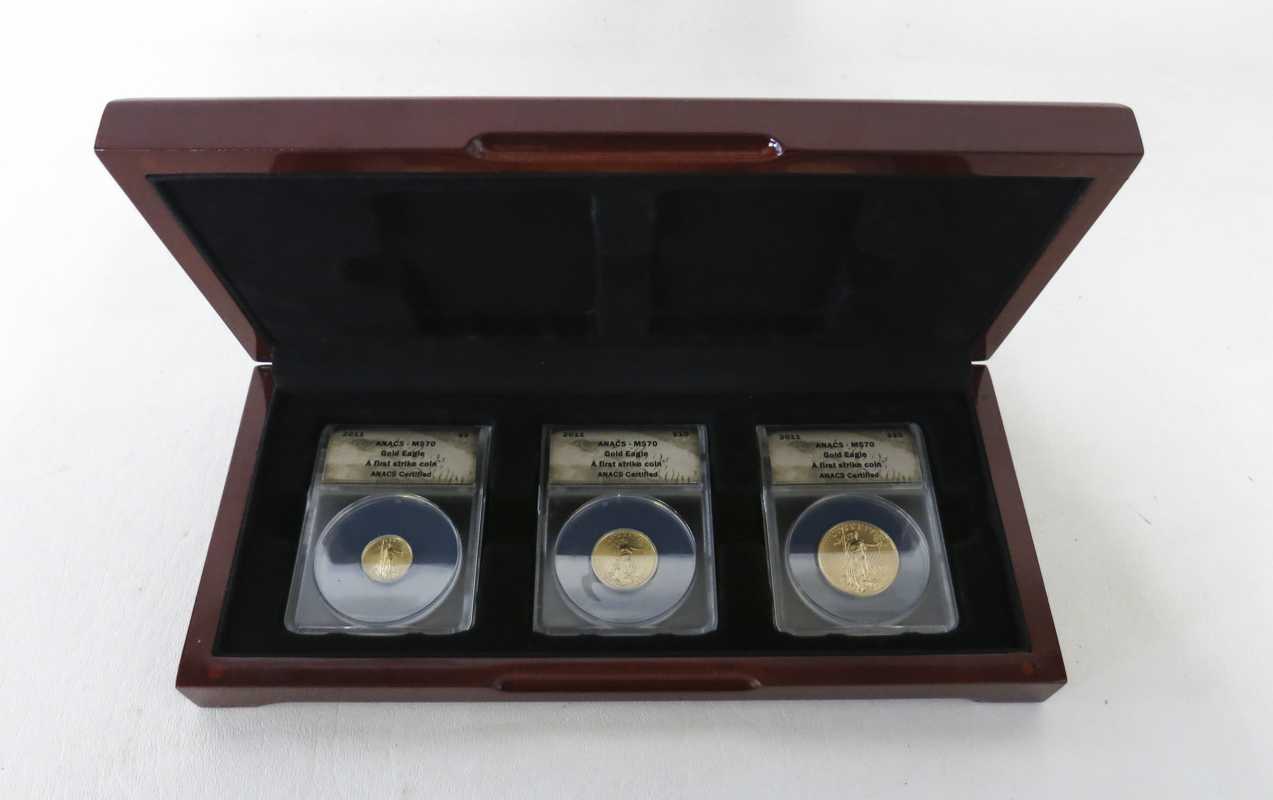 Appraisal: THREE-PIECE AMERICAN GOLD EAGLE COIN SET dollar oz dollar oz