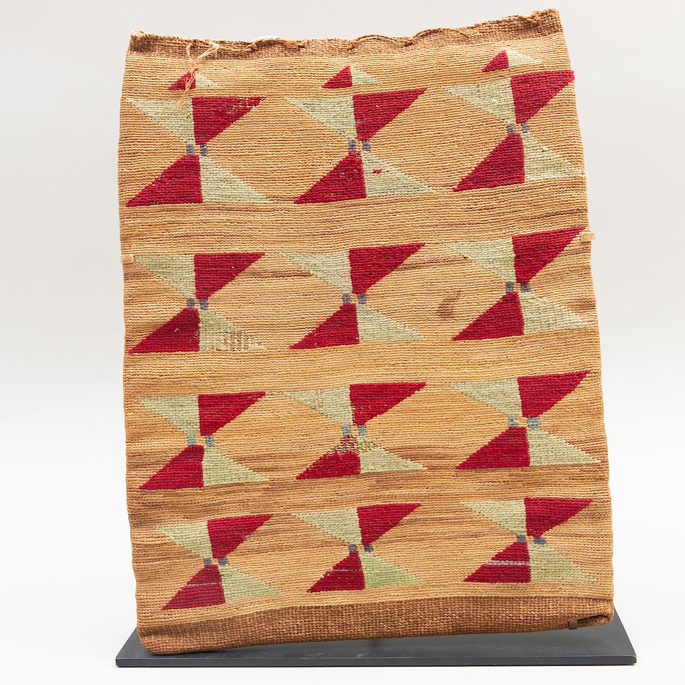 Appraisal: Nez Perce Woven Cornhusk Fibers and Wool Bag Raised on