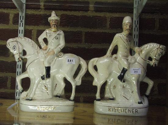 Appraisal: A PAIR OF VICTORIAN STAFFORDSHIRE FIGURE GROUPS 'Kitchener' and 'Roberts'