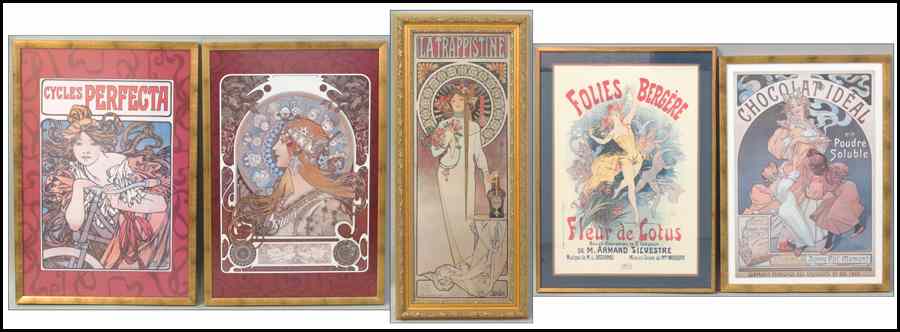 Appraisal: GROUP OF FOUR FRAMED REPRODUCTION PRINTS AFTER ALPHONSE MUCHA Various