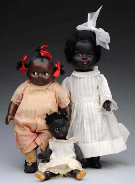 Appraisal: Lot of Black American Dolls Black bisque socket head incised