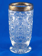 Appraisal: A heavy silver mounted cut glass vase Birmingham ht cm