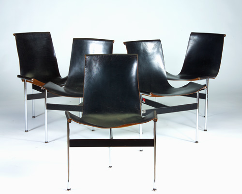 Appraisal: KATAVOLOS LITTEL KELLEY LAVERNE Set of five T chairs with