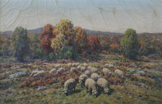 Appraisal: GEORGE ARTHUR HAYS American - SHEEP IN PASTURE signed lower