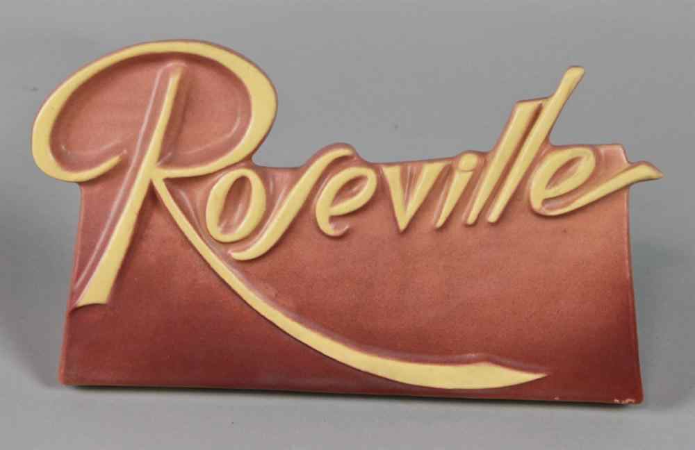 Appraisal: RARE ROSEVILLE POTTERY DEALER'S SIGN rectangular with solid strut form