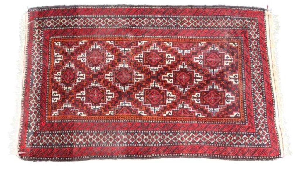 Appraisal: Hand-tied Afghan Belouchi rug approx 'l ' w Provenance From