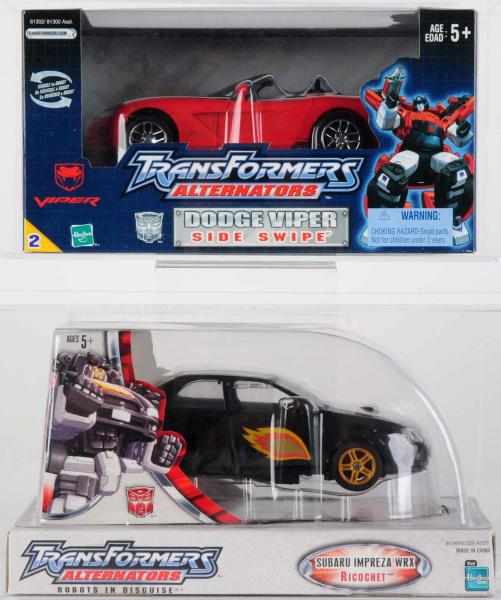 Appraisal: Alternators Sideswipe AFA Ricochet AFA Hasbro Transformers Alternators Sideswipe and