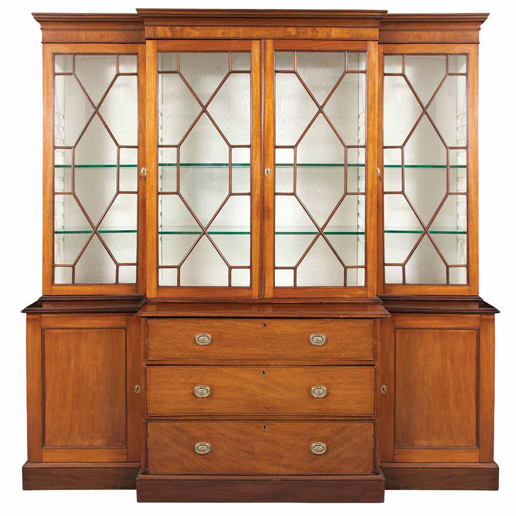 Appraisal: George III Mahogany Breakfront Bookcase Circa The upper section enclosing