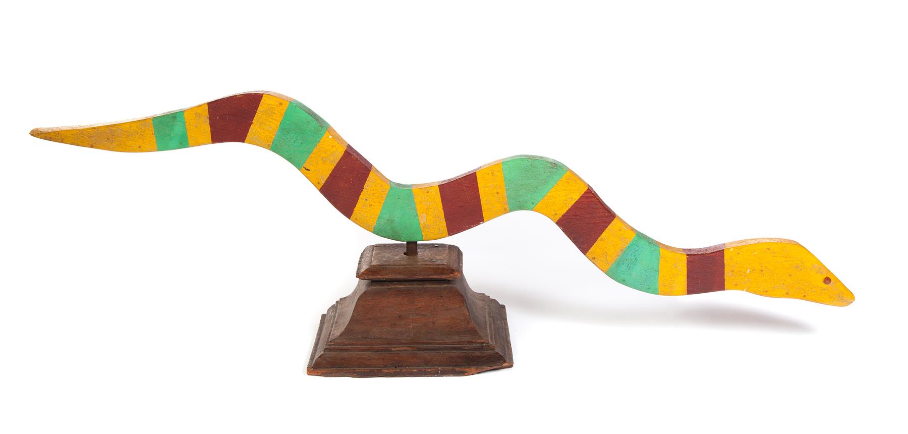 Appraisal: AMERICAN FOLK ART SNAKE New York ca s Wooden carnival