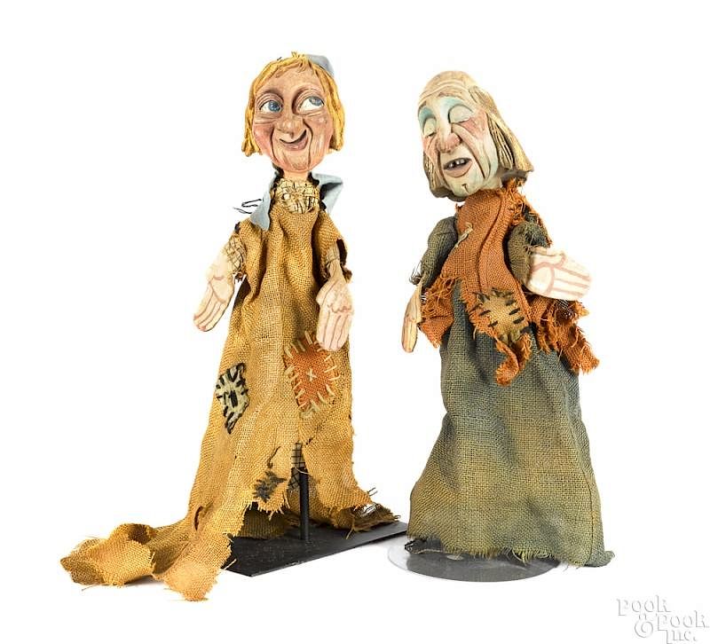 Appraisal: Two character sculpted puppets Two character sculpted puppets with painted