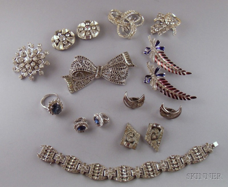 Appraisal: Group of Art Deco and Retro Paste-inset Costume Jewelry