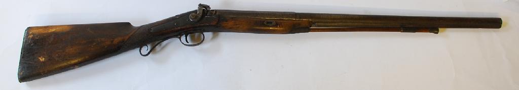 Appraisal: NINETEENTH CENTURY SINGLE BARREL PERCUSSION SPORTING GUN having foliate scroll