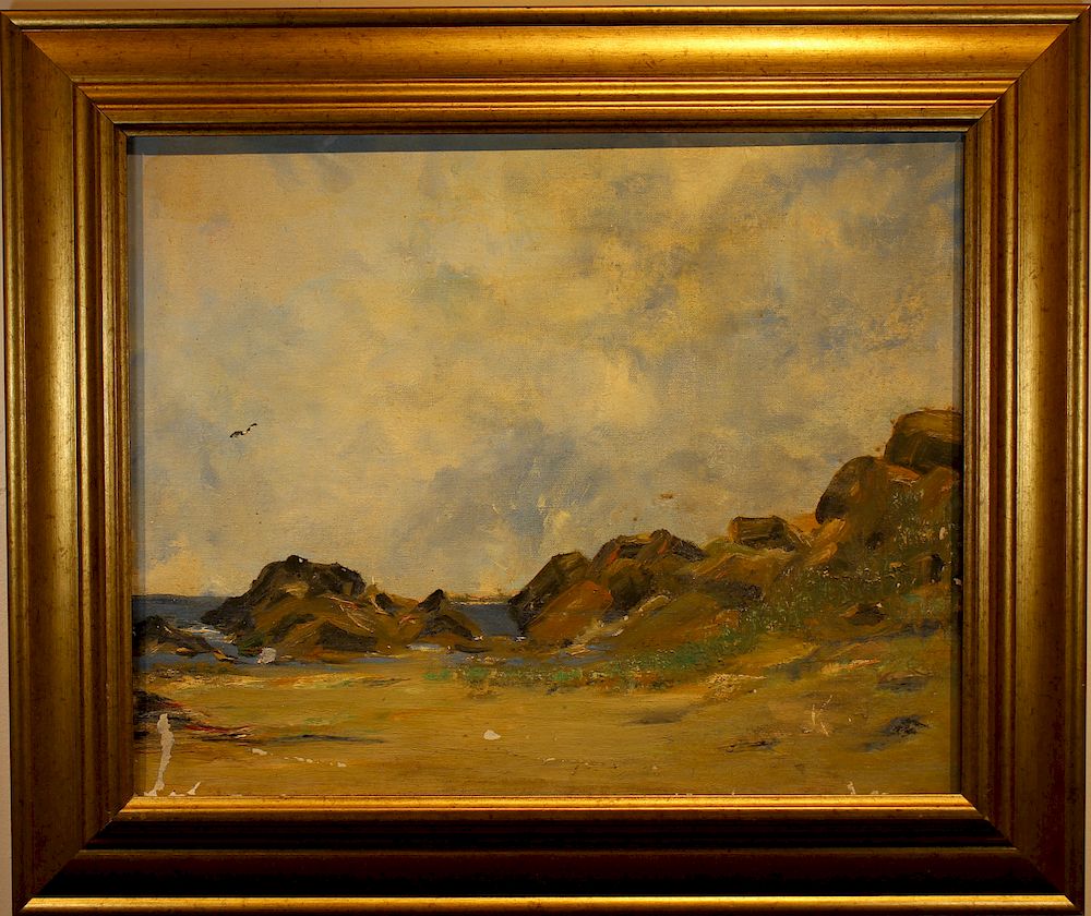 Appraisal: American School th C Coastal Scene American School th C