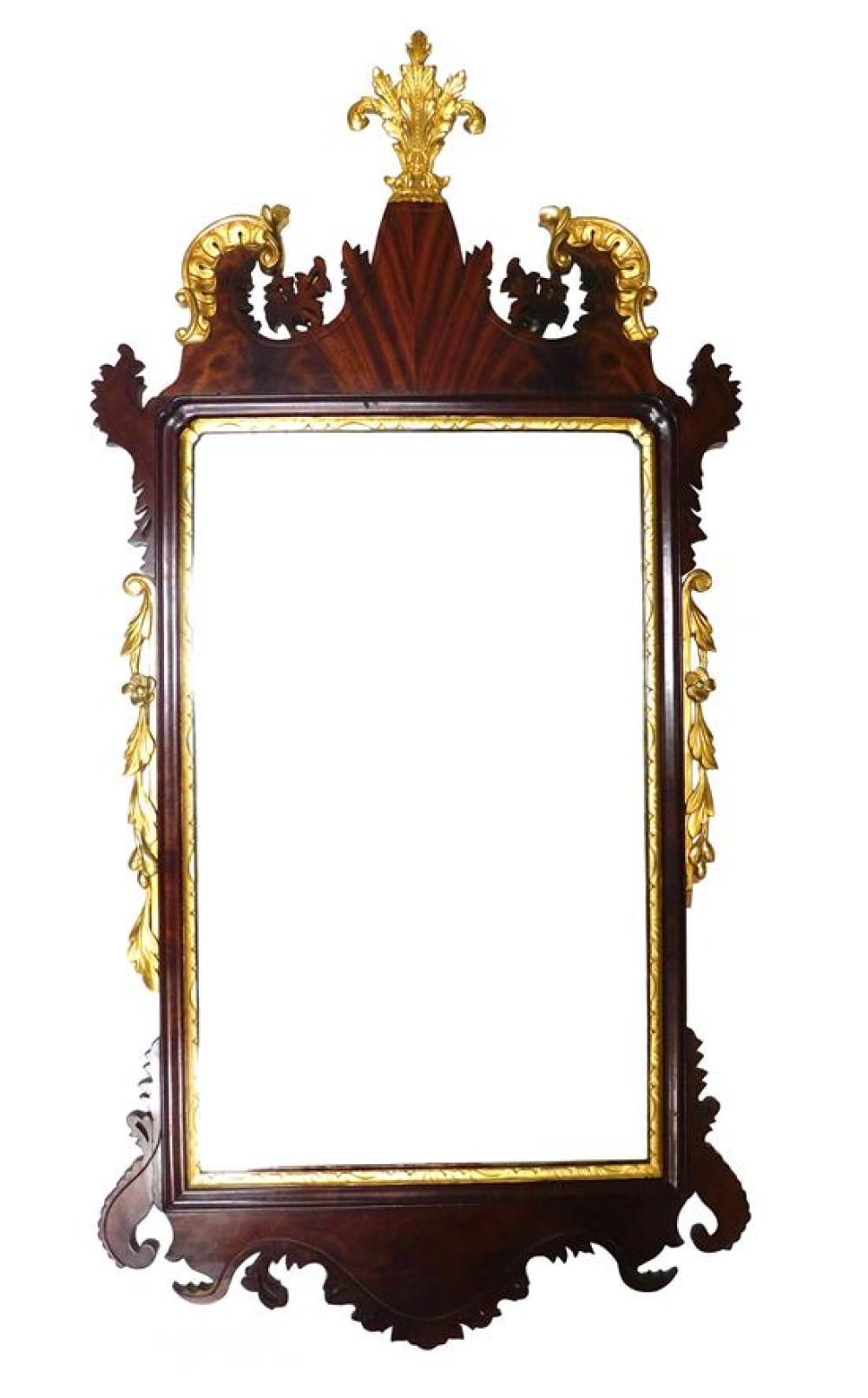 Appraisal: Wall mirror Chippendale style with mahogany and gilt frame foliate