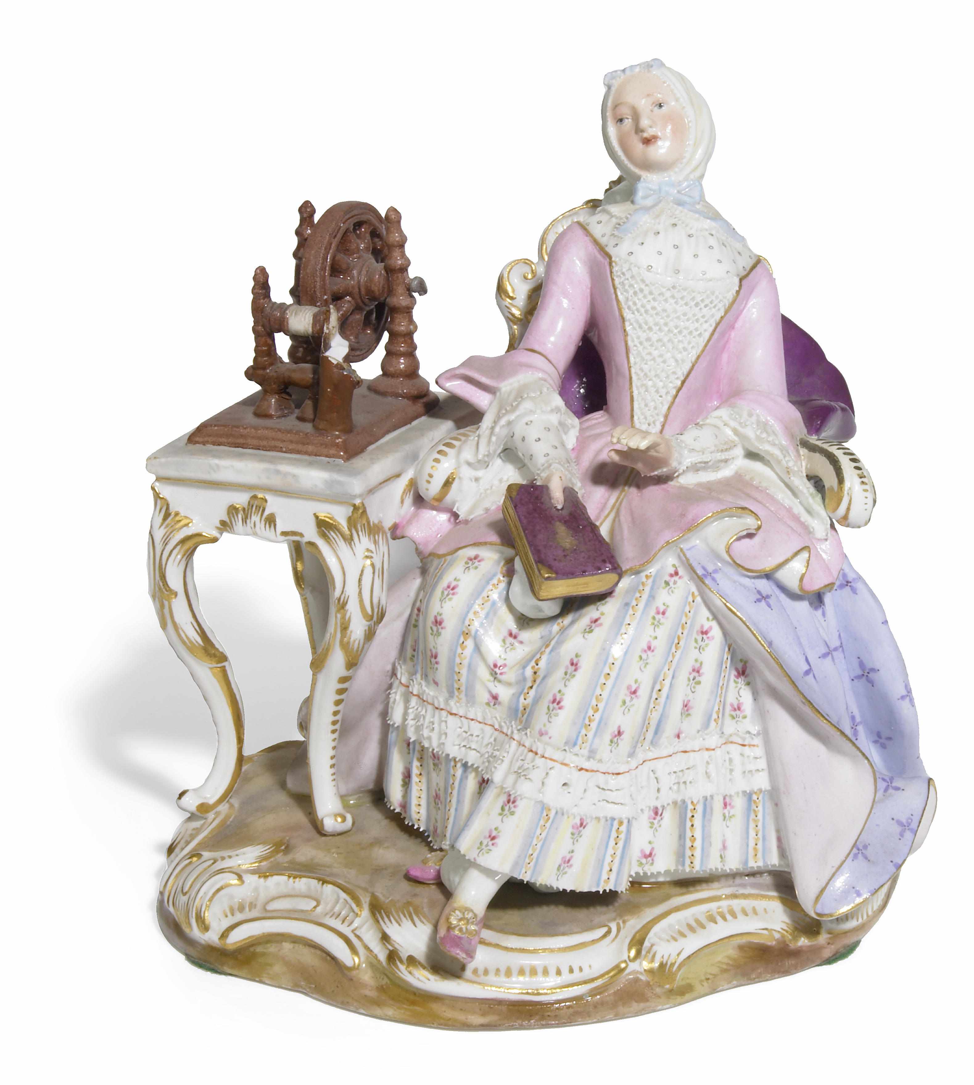 Appraisal: A Meissen porcelain figure of a lady late th centuryUnderglaze