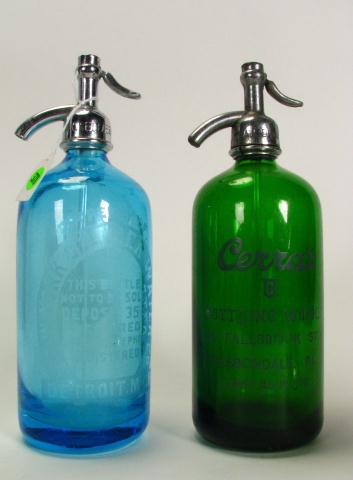 Appraisal: Two Antique Colored Glass Seltzer Bottles including blue New York