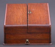 Appraisal: English Wooden Letter Box Late th Century Wooden letter box