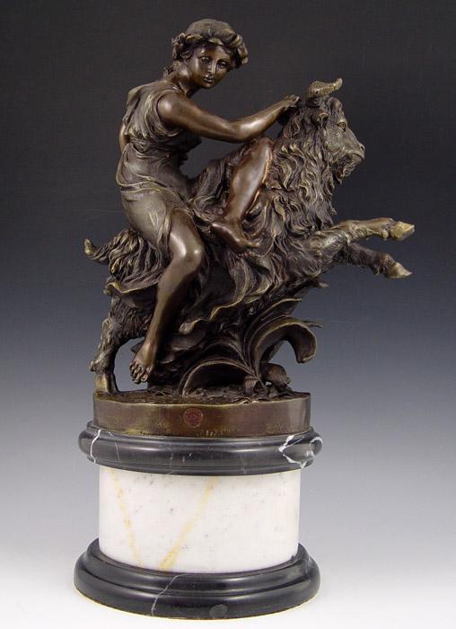 Appraisal: IMPRESSIVE BRONZE AFTER CLODION Depicts a Woman Riding a Horned