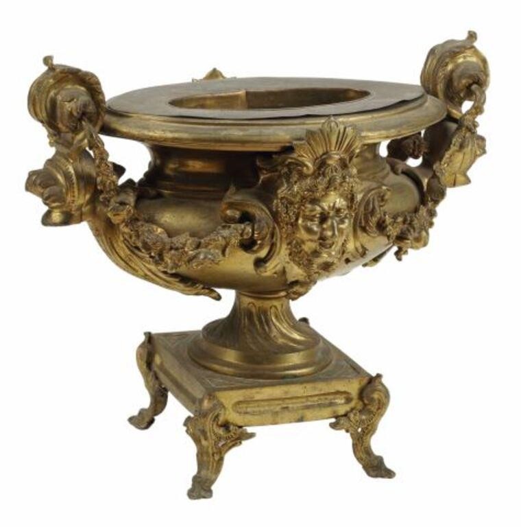 Appraisal: Louis XV style bronze dore jardiniere approx h w d