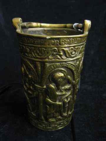 Appraisal: th Century European Bronze Pail embossed scenes '' tall excellent