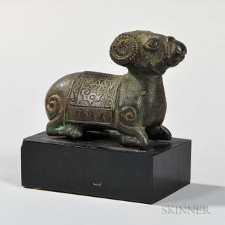 Appraisal: Cast Bronze Ram Cast Bronze Ram China Han dynasty style