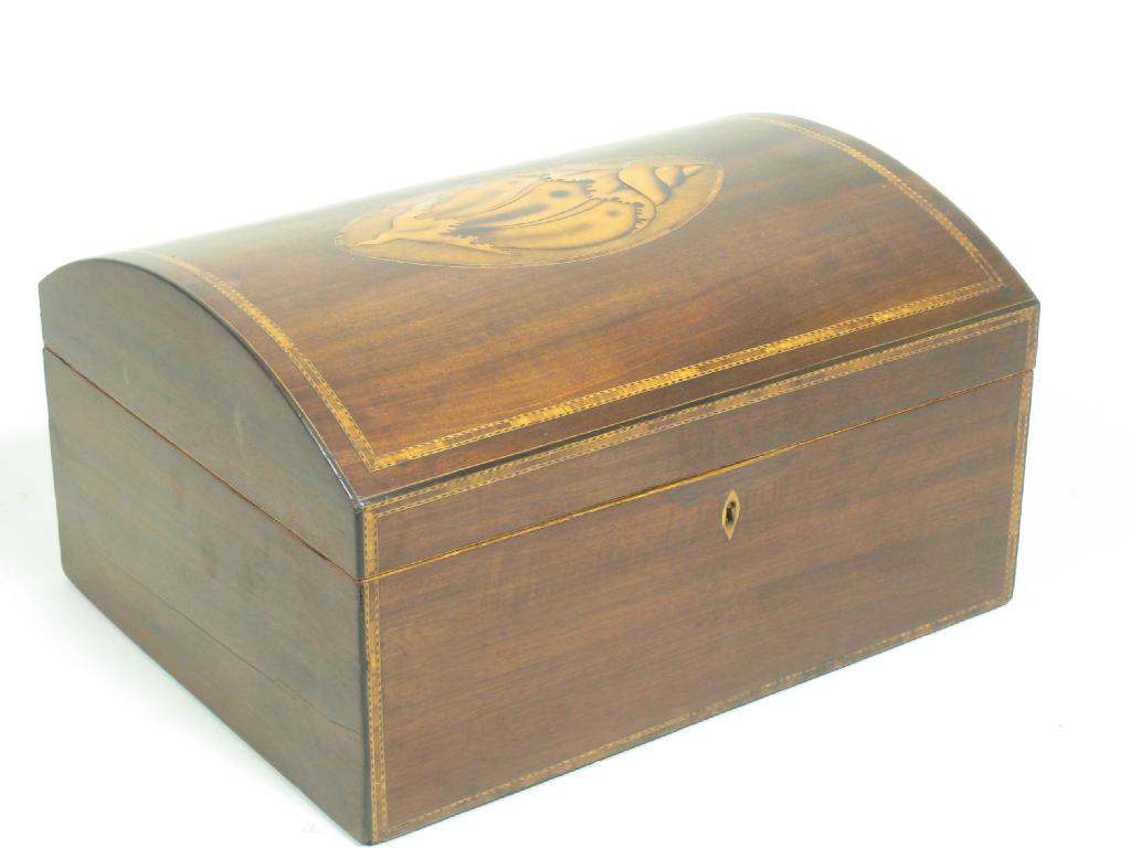 Appraisal: A late th Century mahogany domed top Box having shell