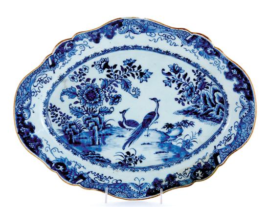 Appraisal: Chinese Export blue-and-white platter circa scalloped oval rim decorated in