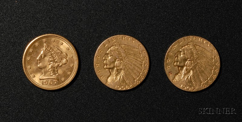 Appraisal: Three United States Two and One Half Dollar Gold Coins