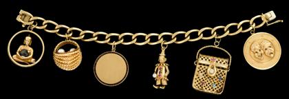 Appraisal: karat yellow gold charm braceletDisplays six charms of varying size