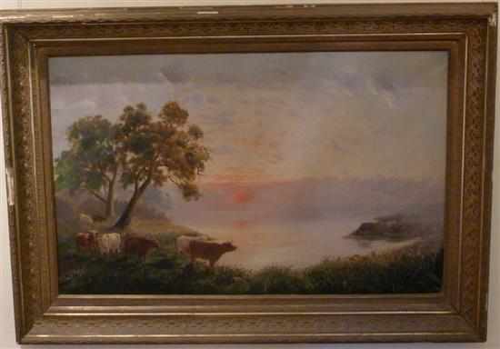 Appraisal: AUSTRALIAN SCHOOL Cowherd at dusk oil on canvas unsigned x