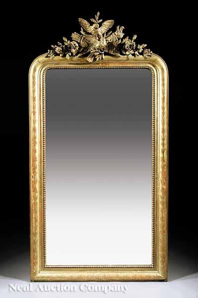 Appraisal: A Louis Philippe Giltwood Damascene Mirror mid- th c with