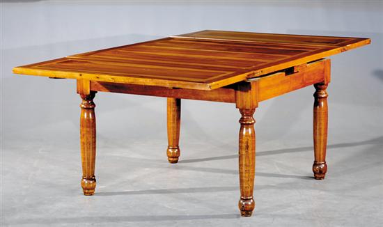 Appraisal: Continental walnut draw-leaf table th century square form with breadboard