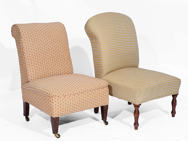 Appraisal: A HOWARD STYLE LOW OCCASIONAL CHAIR on square tapering legs