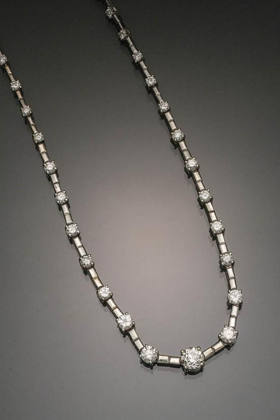 Appraisal: Choker Length -Karat White-Gold and Diamond Necklace Set with thirty-one