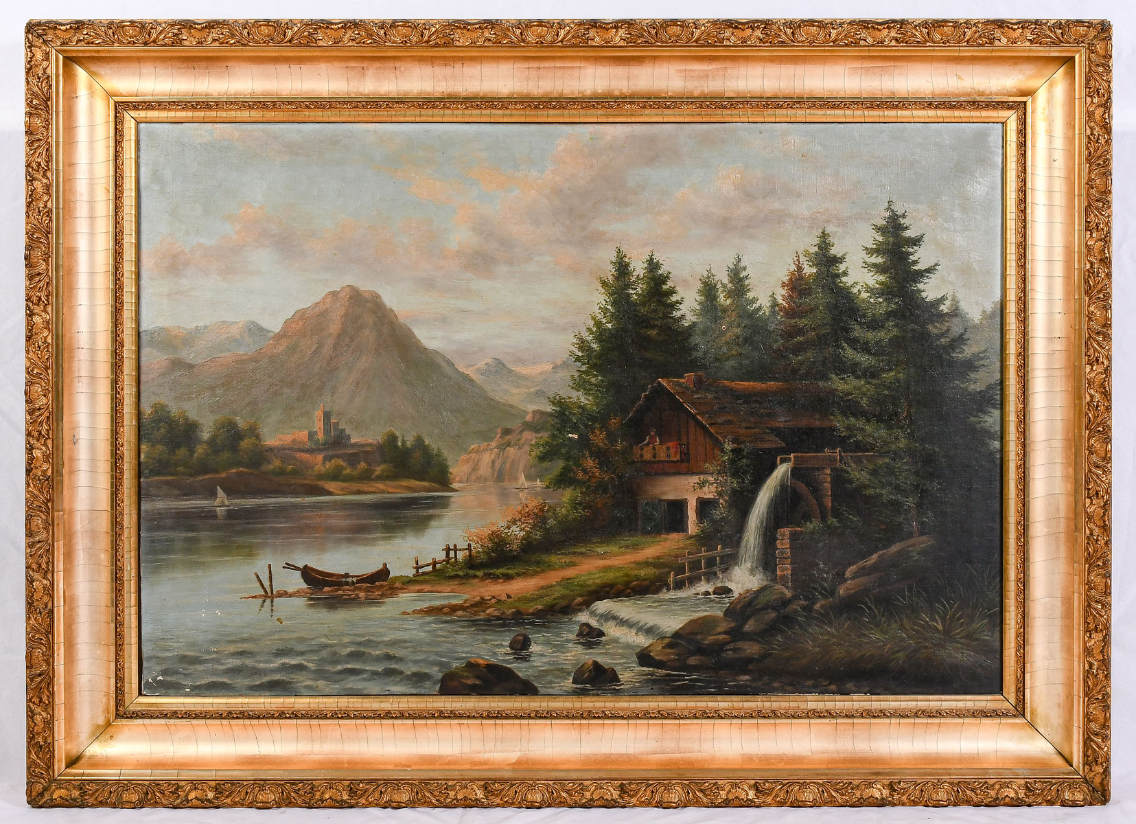 Appraisal: AMERICAN SCHOOL RIVER LANDSCAPE PAINTING Late th Early th Century