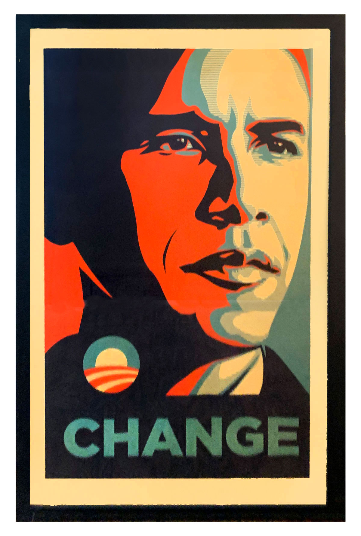 Appraisal: BARACK OBAMA CHANGE POSTER BY SHEPARD FAIREY Sight size is