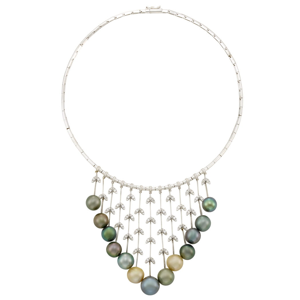 Appraisal: White Gold Tahitian Gray and Light Golden Cultured Pearl and