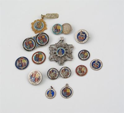 Appraisal: A group of enamelled coins George III double-sixpence brooch Victoria