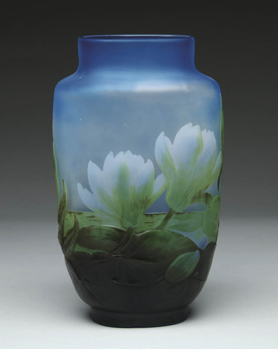 Appraisal: GALL FRENCH CAMEO BLOWNOUT VASE Fabulous water lily souffl vase