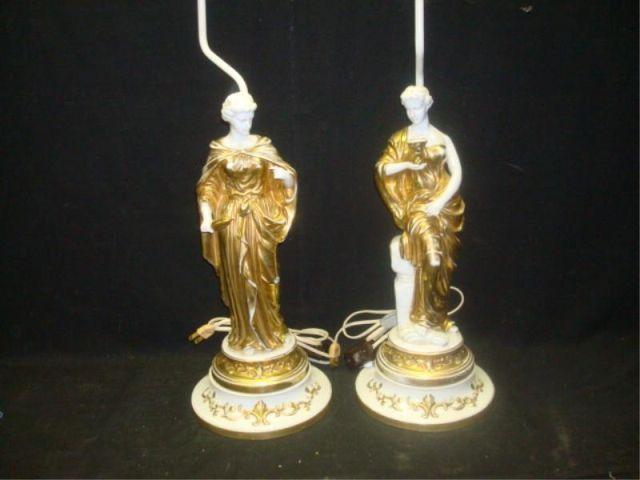 Appraisal: Pair of Porcelain Figural Lamps From a New Rochelle estate