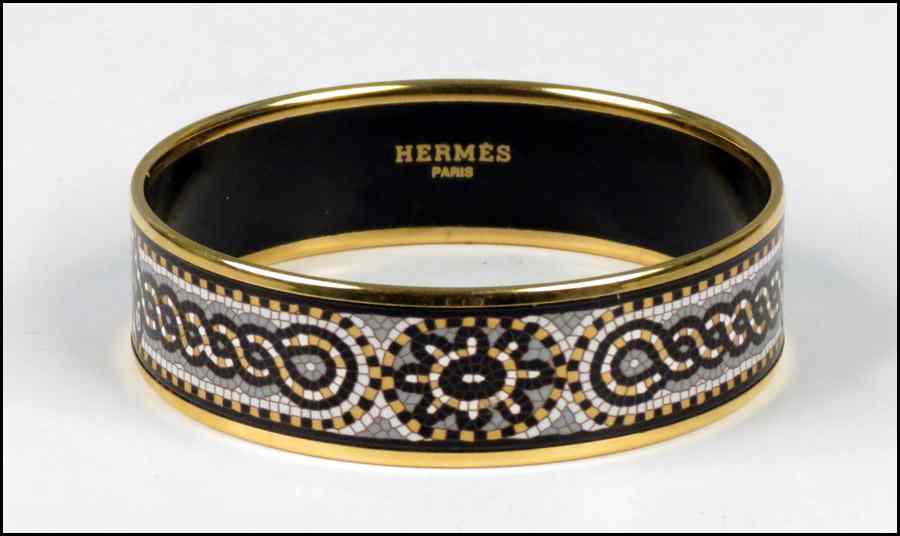 Appraisal: HERMES ENAMEL BRACELET With box Width '' Interior '' Condition